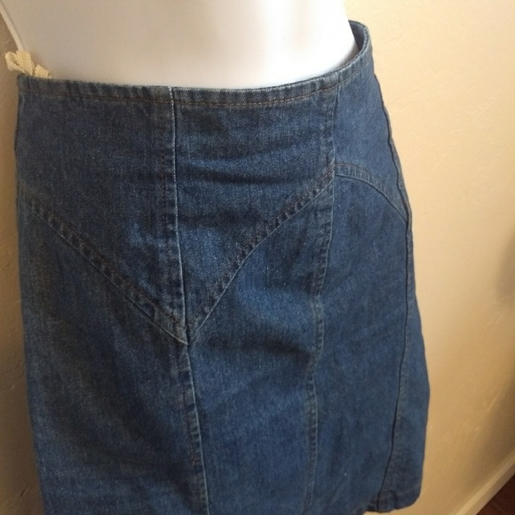 Vintage Blue denim Jean Pencil Mini Skirt 9 Cute! - Picture 3 of 4